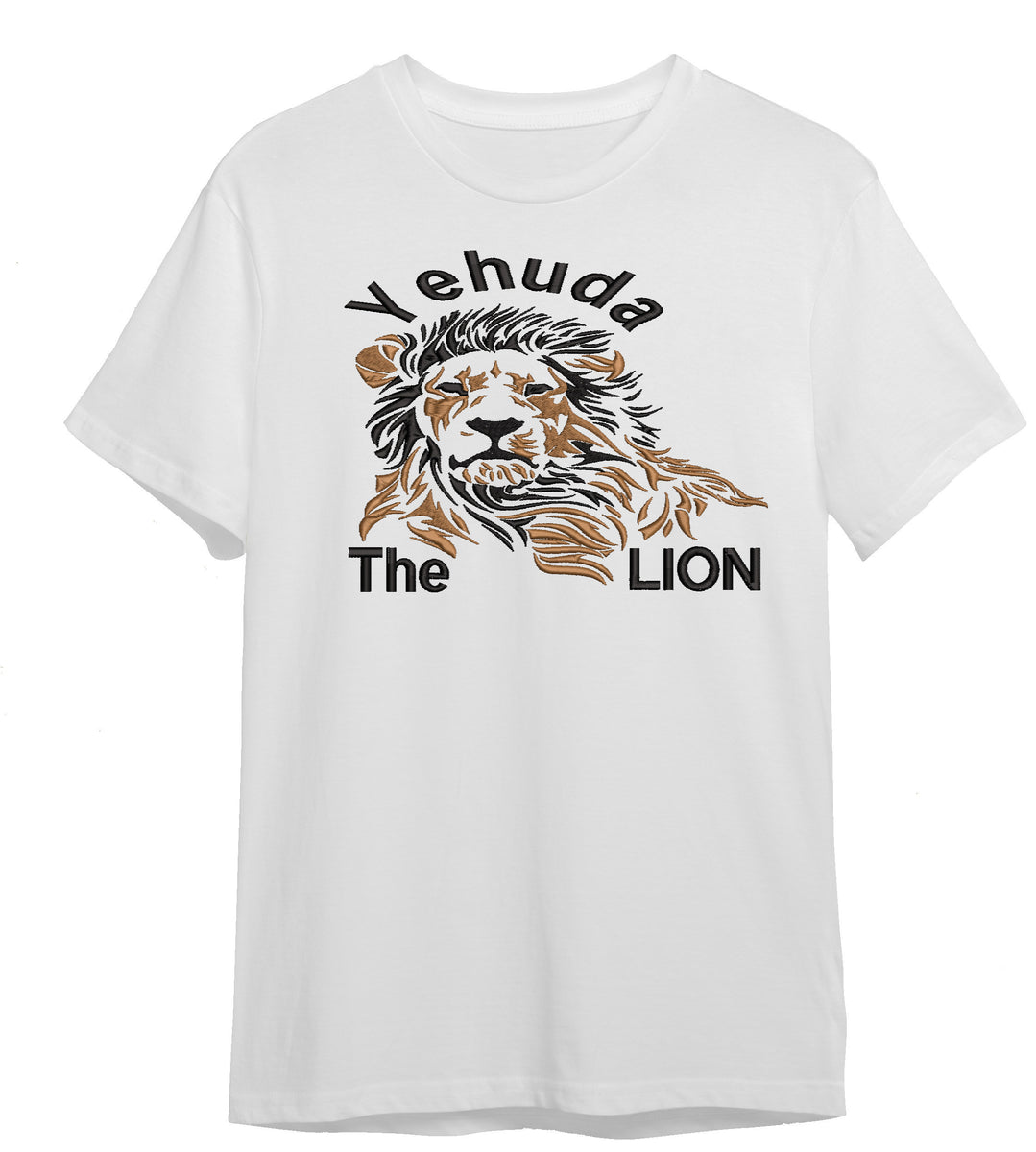 Lion of Yehuda (Black or White Crew neck T-Shirt, Embroidery) – We make